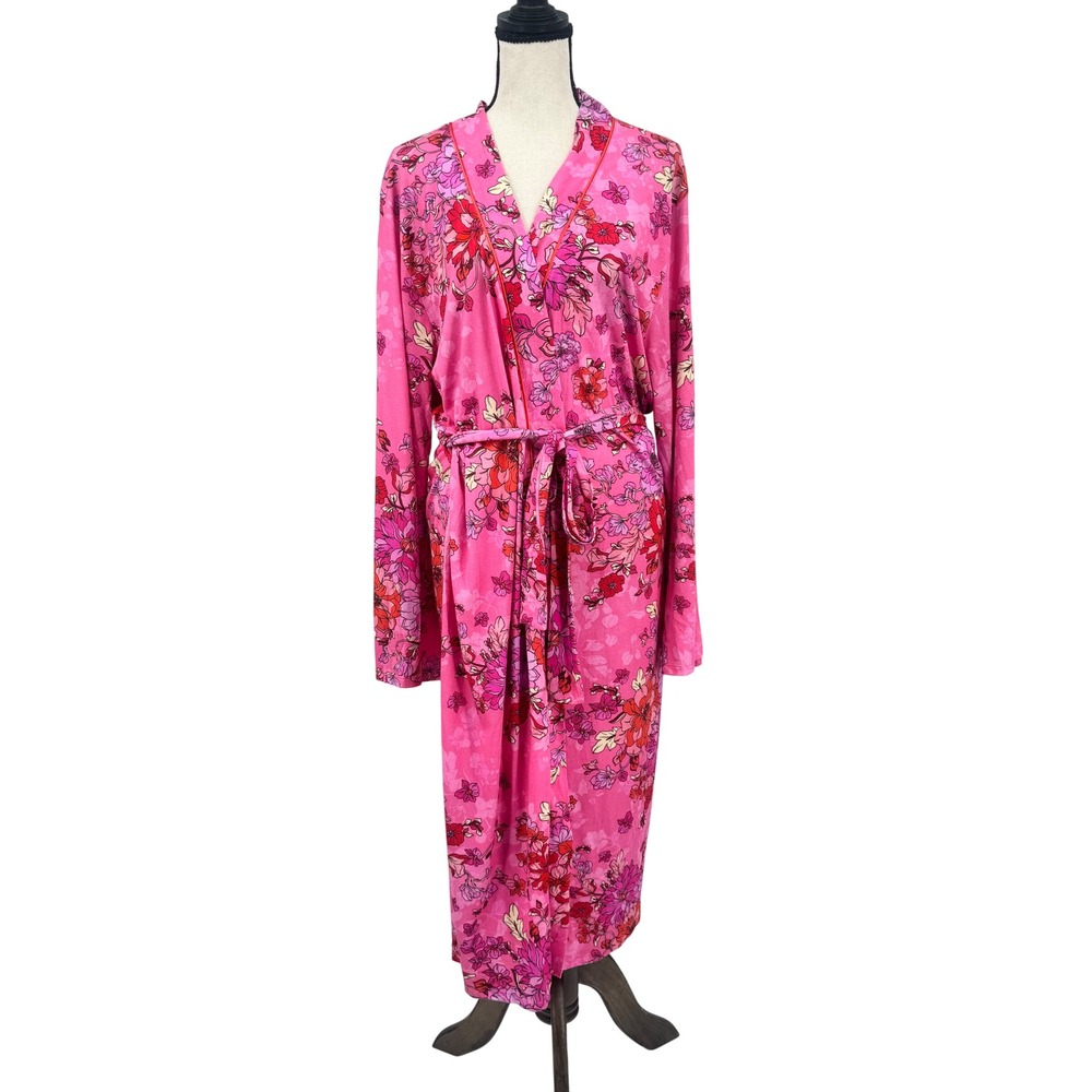 Johnny Was Robe Women M Pink Floral The Jonesy Long Sleep Robe MS1525-B